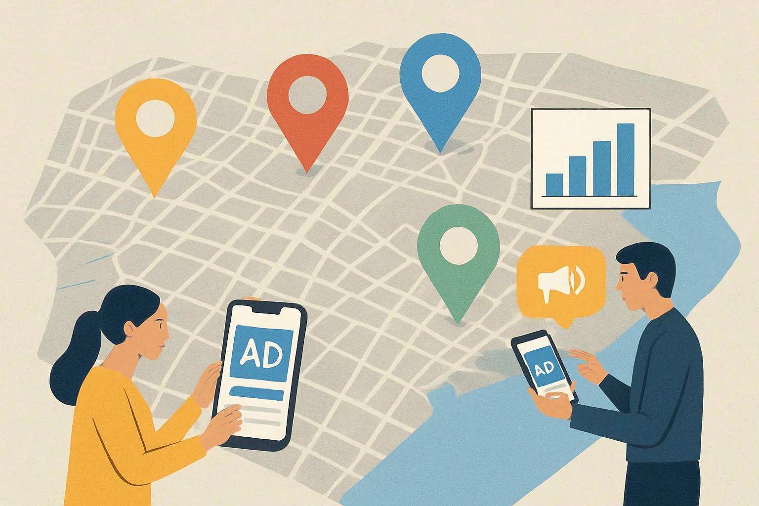 Mapa de La Plata con segmentación para campañas de Google Ads y usuarios en dispositivos móviles