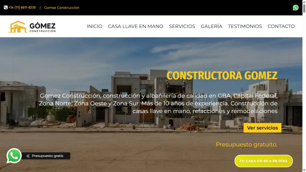 Sitio de Gómez Construcción · Construcción y albañilería · Buenos Aires