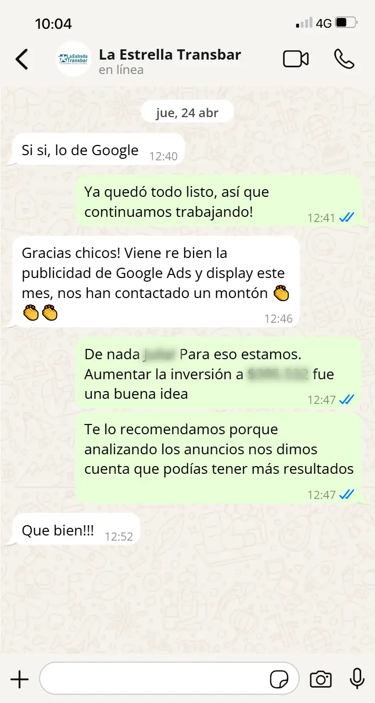 Testimonio WhatsApp 1