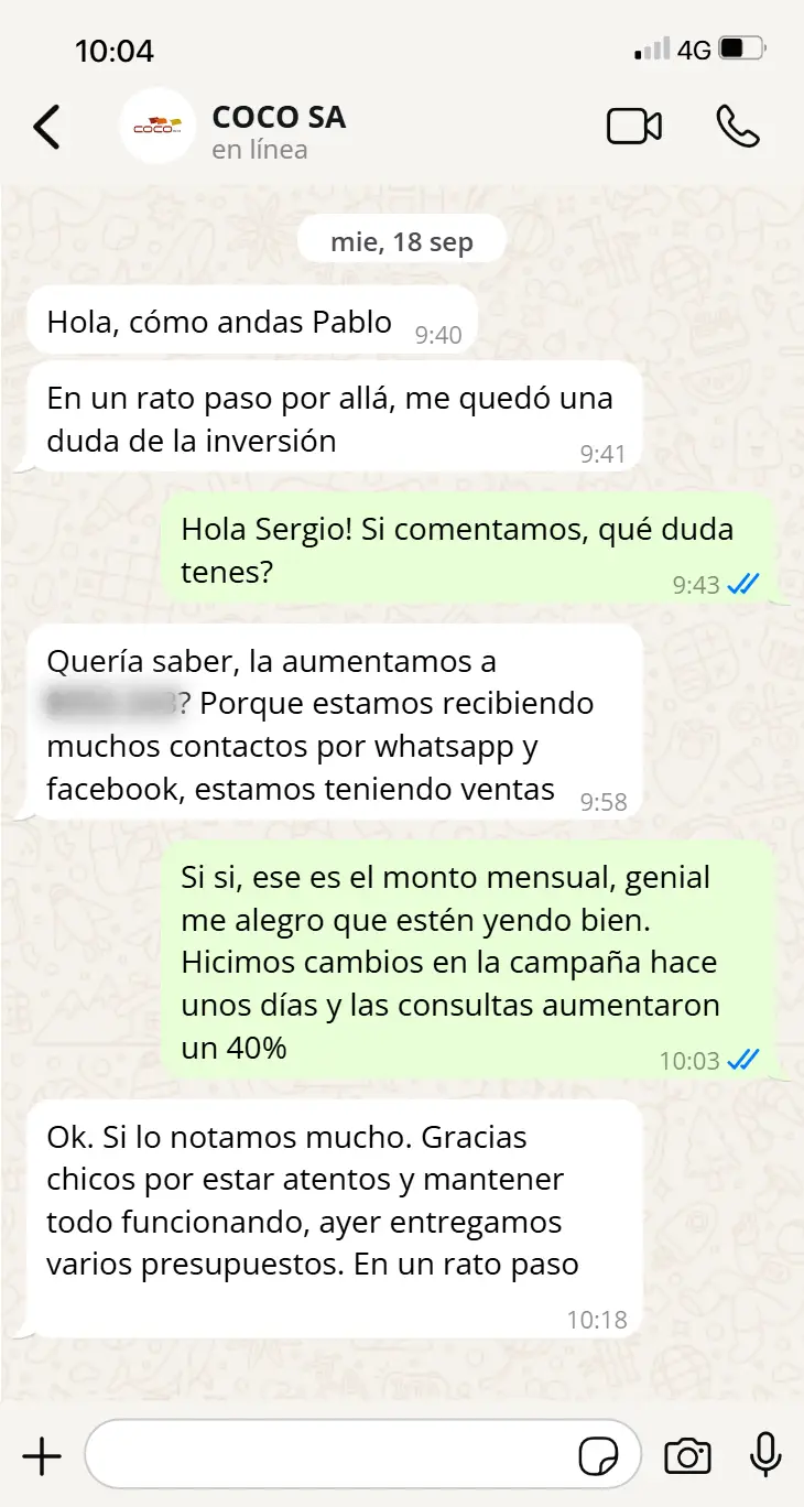 Testimonio WhatsApp 2